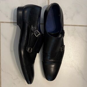 Saks Fifth Avenue Black Leather Monk Strap Oxfords